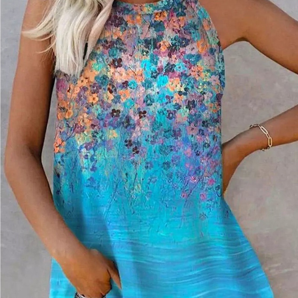 Beautiful blue flower print halter top